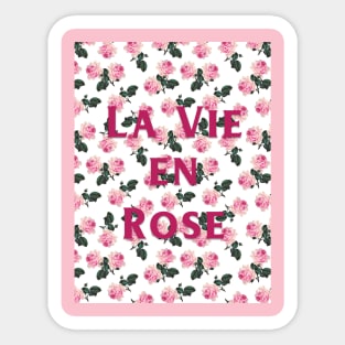 La Vie En Rose - Pink Vintage Roses on White Sticker